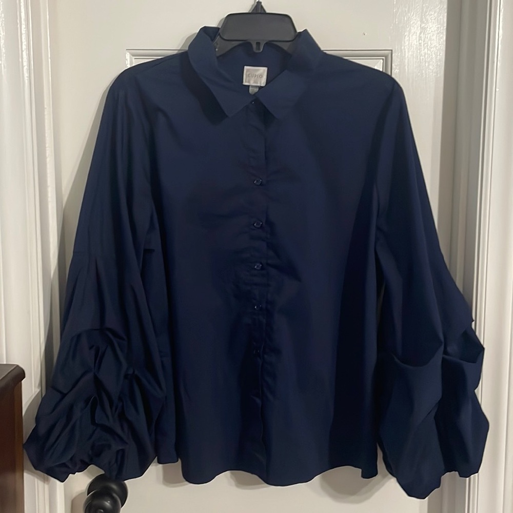 Cupio Navy Button Up Blouse XL